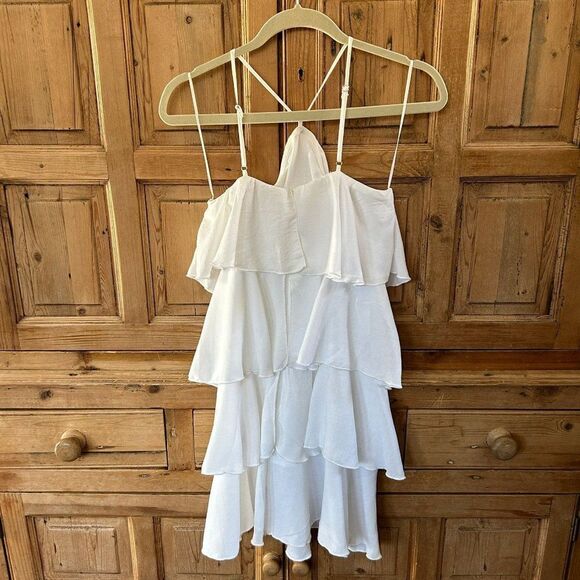 NWT Fanco‎ Shop Small White Ruffled Layered Dress Y Neck Strappy Tank Top - Picture 11 of 14